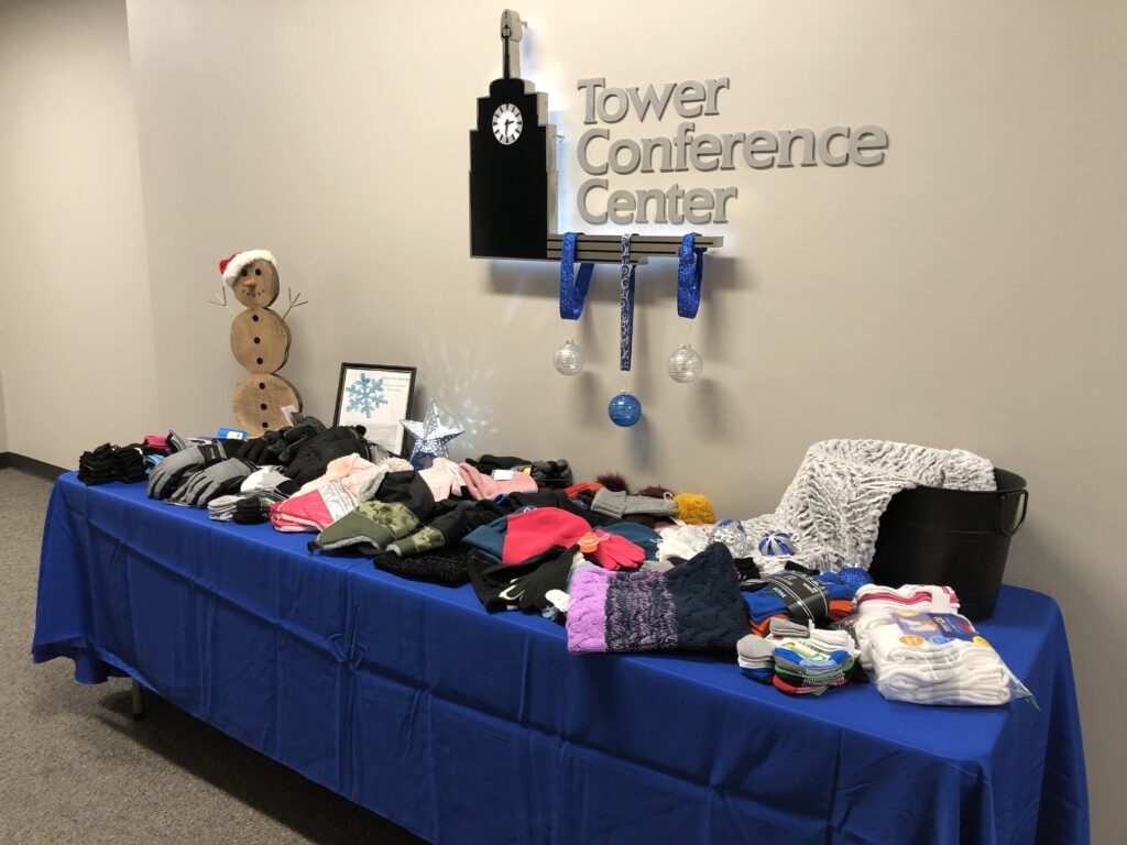 Seasonal essentials to be donated, including hats, gloves and socks